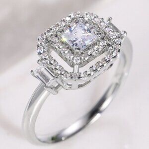 😍New Luxury Engagement Clear Diamond Square Noble Dainty Ring for Women, K782